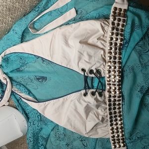 COPY - COPY - Beach Bunny Halter Style Bikini Top Size Large White with brass "…